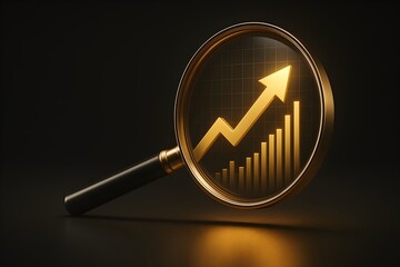 growth analysis magnifying glass chart business success finance data progress arrow increase graph bar chart investment profit marketing strategy future planning technology