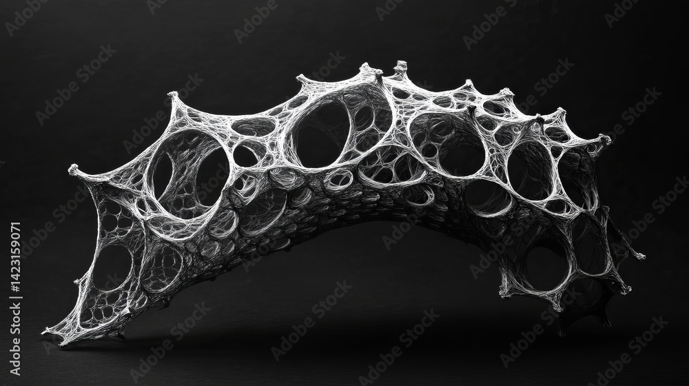 Aufkleber abstract black and white intricate weblike structure design 3d art mesh lace dark model lines image