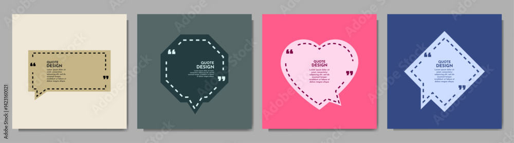 Poster vector illustration. minimalist set. quote frames blank template set. text in brackets. citation spe