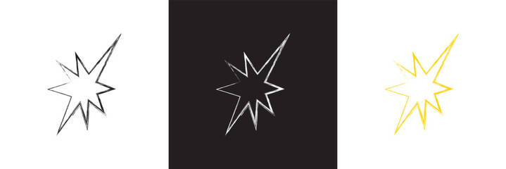 Crayon star shape, hand drawn pencil line doodle pattern.  Vector for websites, mobile interfaces, presentations, banner, visual branding etc. Vector illustration. EPS 10