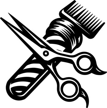 Trimmer With Scissors Barbershop Illustration, Isolated Vector Element