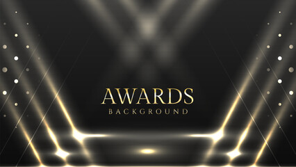 Black and Gold Stage with Reflected Lights – Luxury Event Award Background