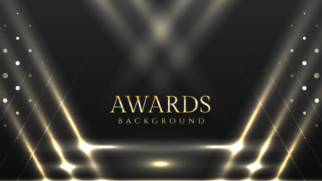 Black and Gold Stage with Reflected Lights – Luxury Event Award Background