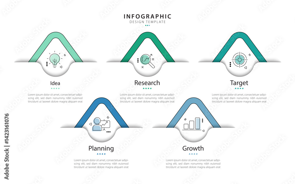 Poster timeline creator infographic template. 5 step timeline journey, calendar flat simple infographics de