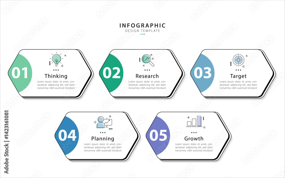 Poster timeline creator infographic template. 5 step timeline journey, calendar flat simple infographics de