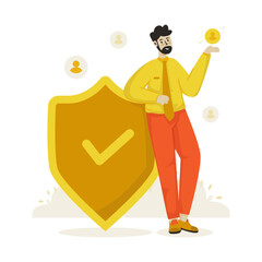 Insurance broker client protection service vector illustration