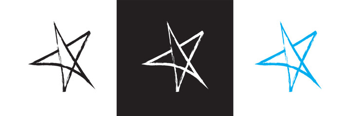 Crayon star shape, hand drawn pencil line doodle pattern.  Vector for websites, mobile interfaces, presentations, banner, visual branding etc. Vector illustration. EPS 10