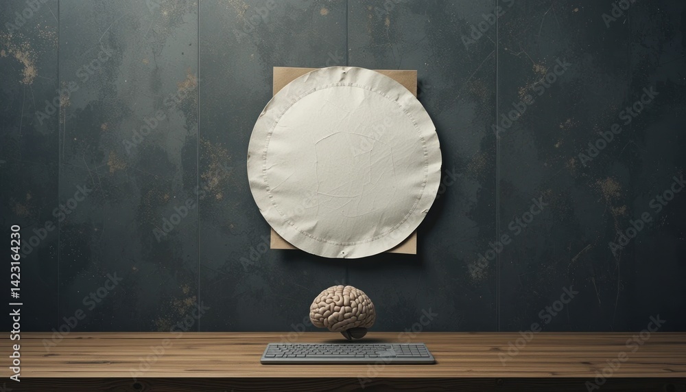 Aufkleber creative brainstorming session in an artistic workspace minimalist setup conceptual artwork contempo