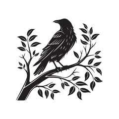 Bird silhouette on branch