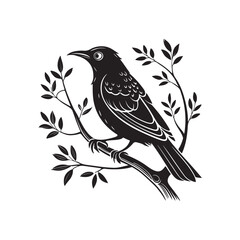 Bird silhouette on branch