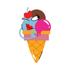 Ice cream cone vector Sticker. Eps 10 file