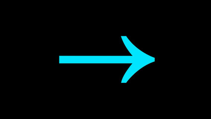 Bright cyan arrow pointing right on a black background minimalist design