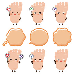 ○&times;△の札を持った足のキャラクター