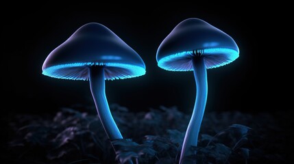 Glowing mushroom on black background Photo