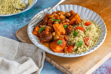 Slow cooked lamb tagine with couscous
