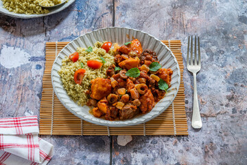 Slow cooked lamb tagine with couscous