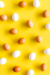 Chicken eggs pattern. Food or Easter background