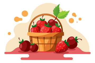 Colorful Mix of Ripe Strawberries and Cherries