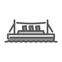 steam boat filled outline icon. vintage boat color line illustration.