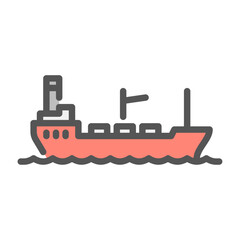Obraz premium tanker ship filled outline icon. oil tanker color line illustration.