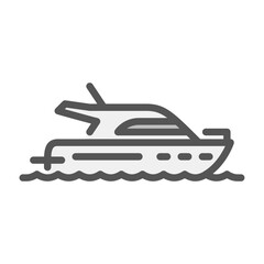 yacht filled outline icon. luxury boat color line illustration.