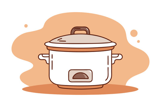 Modern Slow Cooker Appliance Vector Illustration