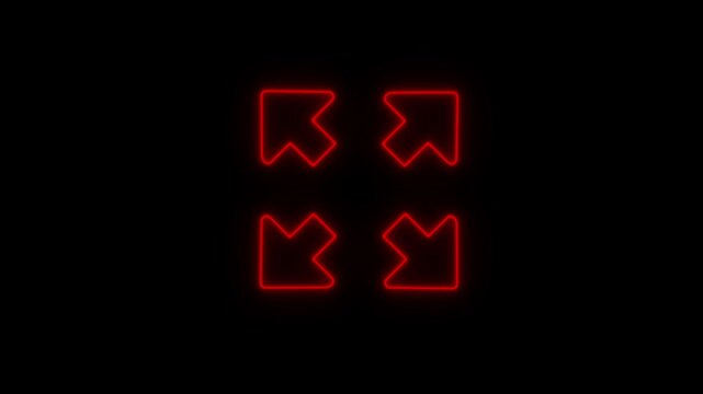 Exit from full-screen mode icon animation.Elements of web in neon style icons. Simple icon for websites, web design, mobile app, info graphics isolated on brick wall