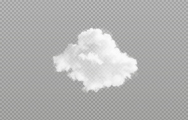 Vector realistic cloud, smoke or fog on isolated transparent background. Cloud png. Smoke png	
