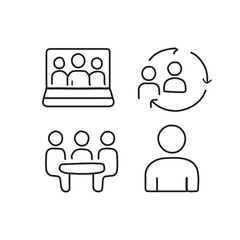vector illustration of meeting icon elements in one line style