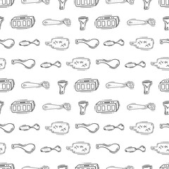 kitchen utensil pattern. kitchenware seamless pattern. doodle kitchen background