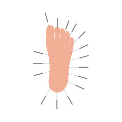 Acupuncture, foot with medical needles. Alternative medicine. Body therapy and spa, wellness and acupressure. Vector illustration