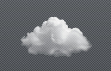 Vector realistic cloud, smoke or fog on isolated transparent background. Cloud png. Smoke png