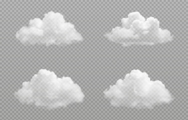 Vector realistic cloud, smoke or fog on isolated transparent background. Cloud png. Smoke png