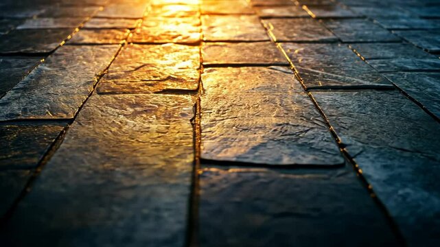 Sunlit Stone Pavement at Dusk
