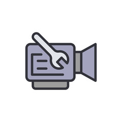 Camera repair colored icons, minimalist vector illustration ,simple transparent graphic element .Isolated on white background