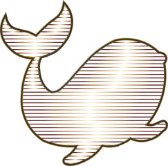 Striped Whale Silhouette Clipart – Shiny Light-Effect Whale Outline with Horizontal Lines for Nautical Design, Ocean Art, Digital Prints, Crafts, Stickers, Logos, and Marine Illustrations