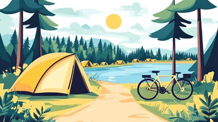 Bike Path Through Campground with Pastel Colors