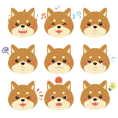 Obraz premium 柴犬のイラストセット 顔表情のみ