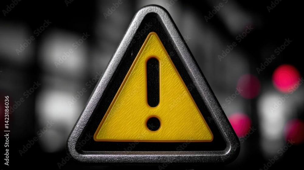 Aufkleber yellow warning sign representing an alert icon inside a browser window for online campaign pop-up no
