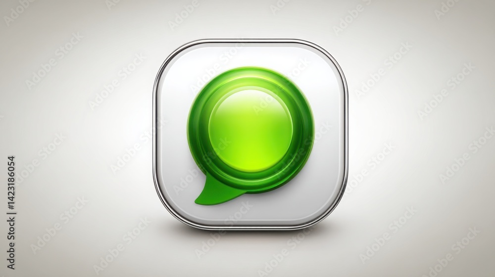 Poster green speech bubble representing communication and interaction within an app ecosystem for user enga