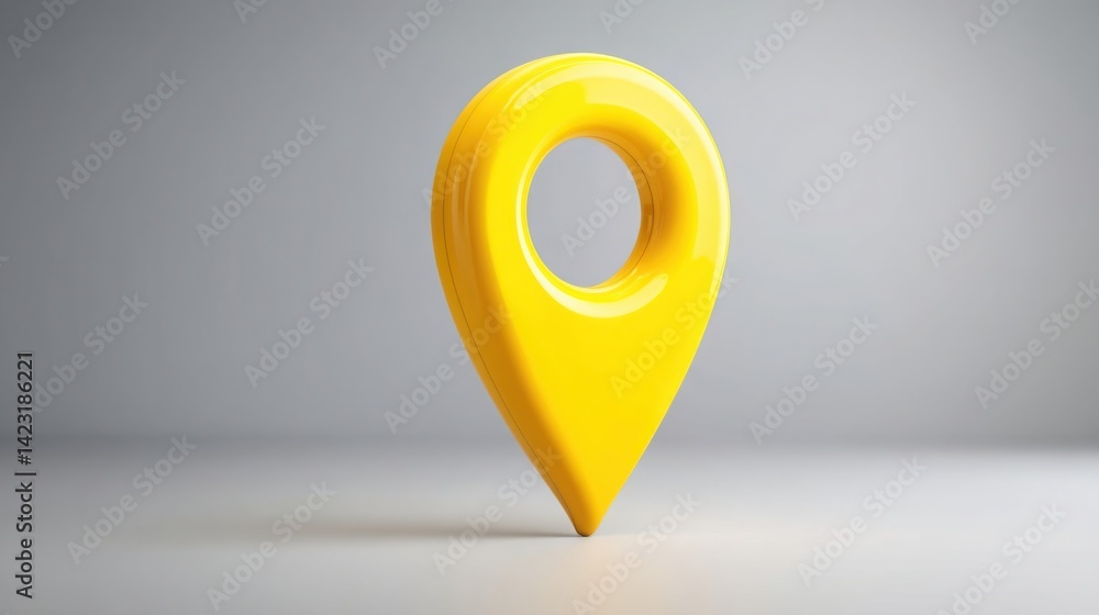 Poster yellow pin icon for augmented reality applications next to location pin concept for navigation and m