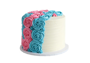Pink and Blue Rose Cake: Gender Reveal Cake Ideas on Transparent  background