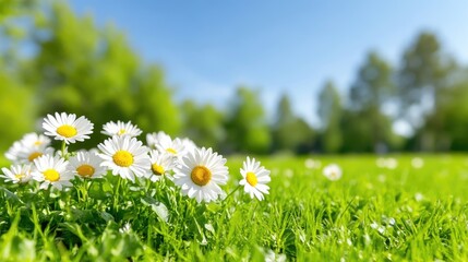 Fresh Spring Meadow with Daisies