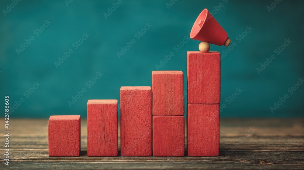 Aufkleber red wooden block with a heart symbolizing the importance of passion and performance visibility in bu