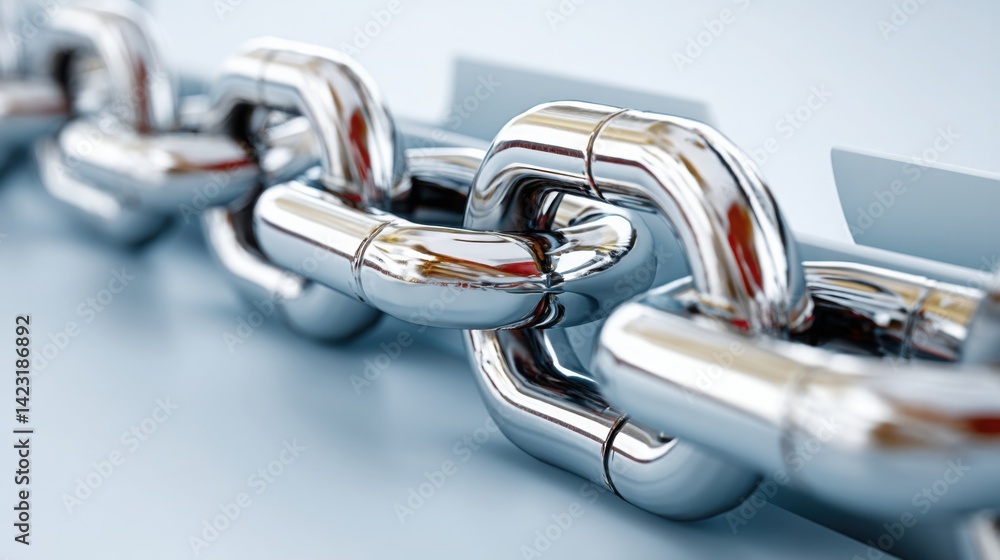 Poster close-up of a chain representing blockchain technology and its role in securing digital information 