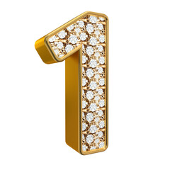 Bling Bling Diamond Gold Number One 3D Text Effect