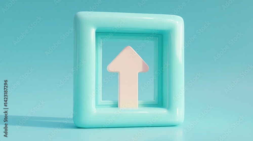Poster white arrow encased in a blue frame symbolizing growth and progress in a digital browser window cont