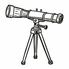 Vintage Telescope on Tripod Illustration for Exploration and Astronomy Enthusiasts