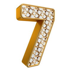 Bling Bling Diamond Gold Number Seven 3D Text Effect