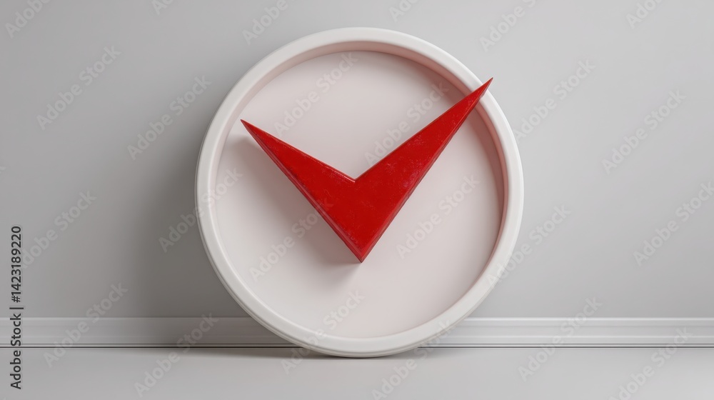 Poster distinct clock with red tick mark centered in a radar illustrating precision and achievement in time
